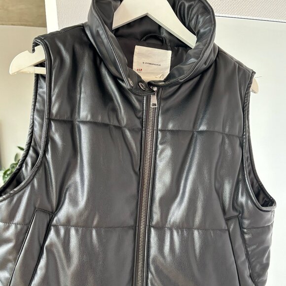 Anthropologie Faux Leather Puffer Vest Size XS - Picture 1 of 3